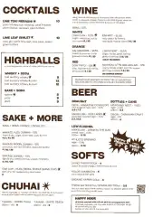 Dinner Drinks Menu